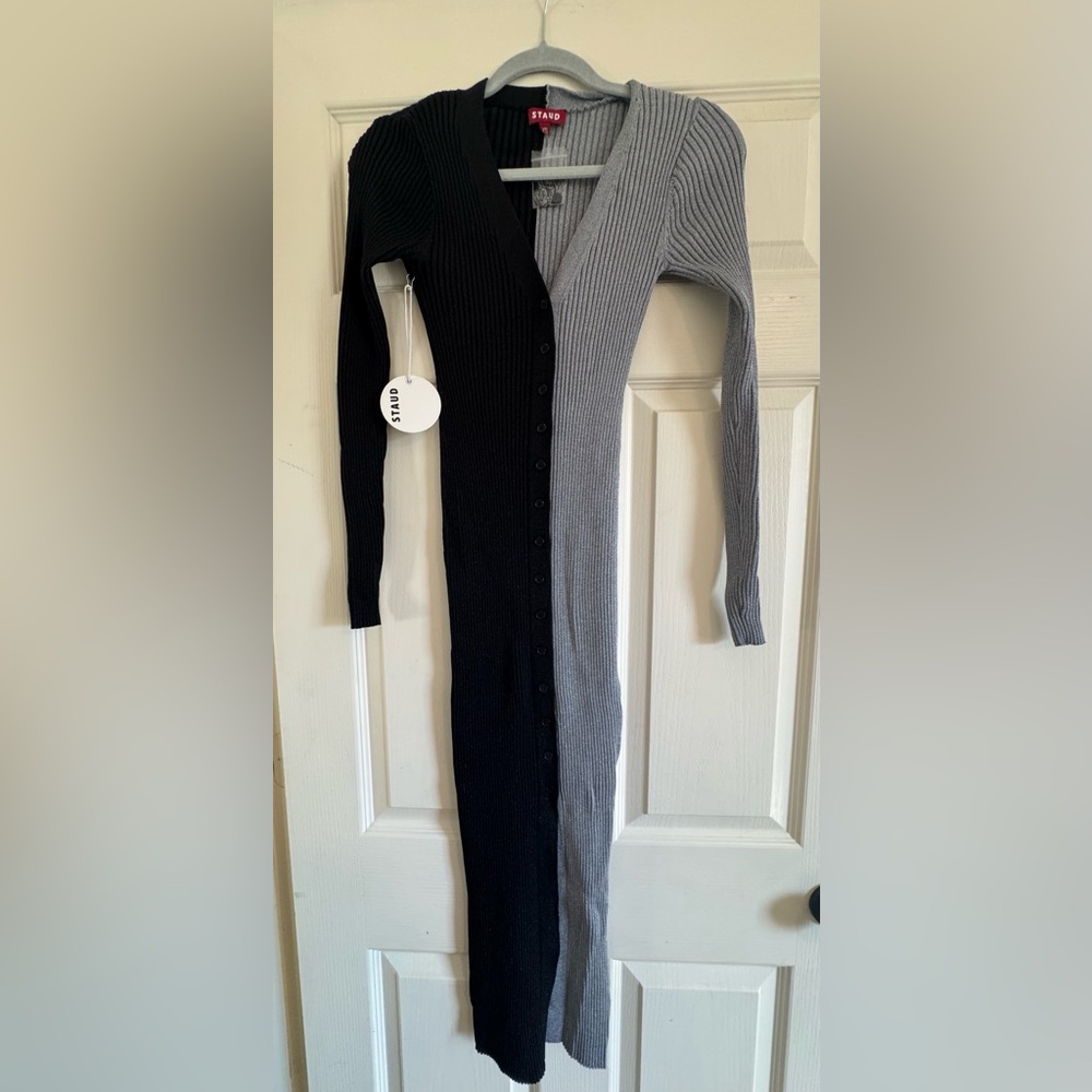 STAUD Two-Tone shimmer  Ribbed dress